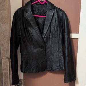 Women's Black Leather Blazer